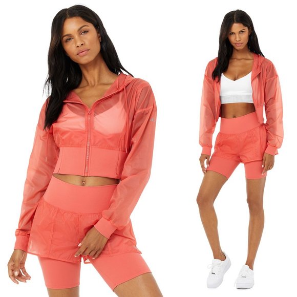 ALO Yoga Jackets & Blazers - ALO Orange Strawberry Nebula Jacket Cropped Small